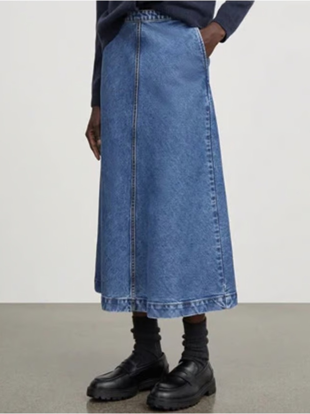 Skall Studio Imana Skirt - washed denim mid blue